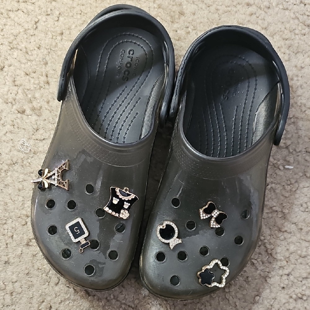 CROCS Kids Black Sandals with Charms